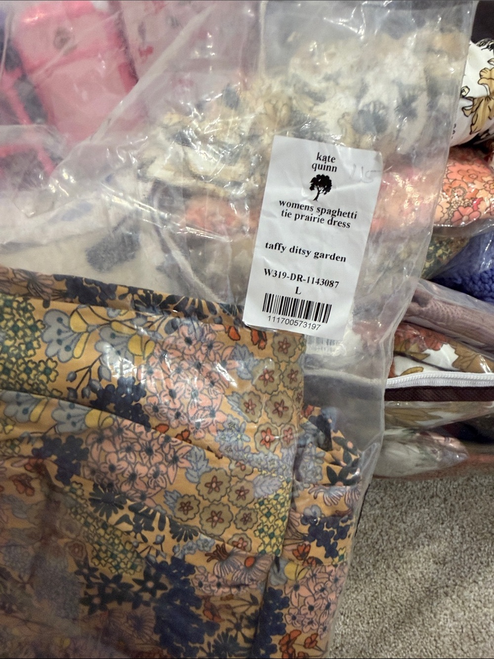 kate quinn Floral Prairie Dress in Peach, Blue and Yellow